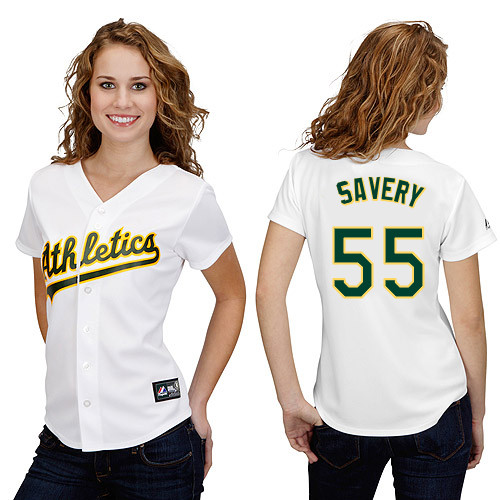 Joe Savery #55 mlb Jersey-Oakland Athletics Women's Authentic Home White Cool Base Baseball Jersey